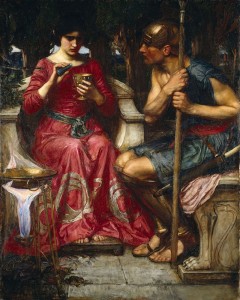 Medea mixes a poison to save her love, Jason. Painting by John William Waterhouse.