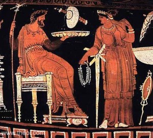 Hades, on left, shown with his wife, Persephone, on the right.